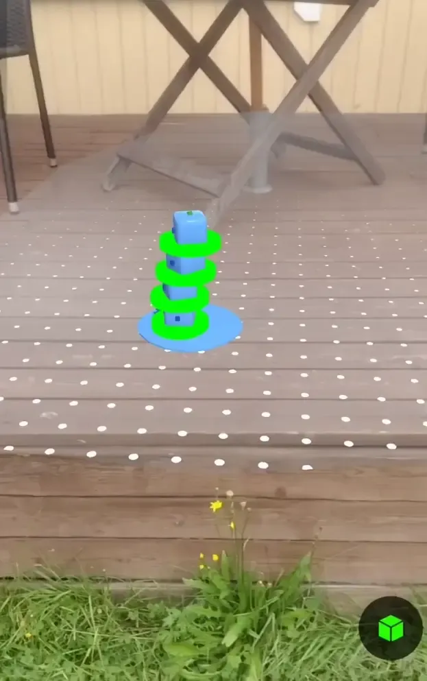 Screenshot of Animal Stack, an augmented-reality mobile prototype